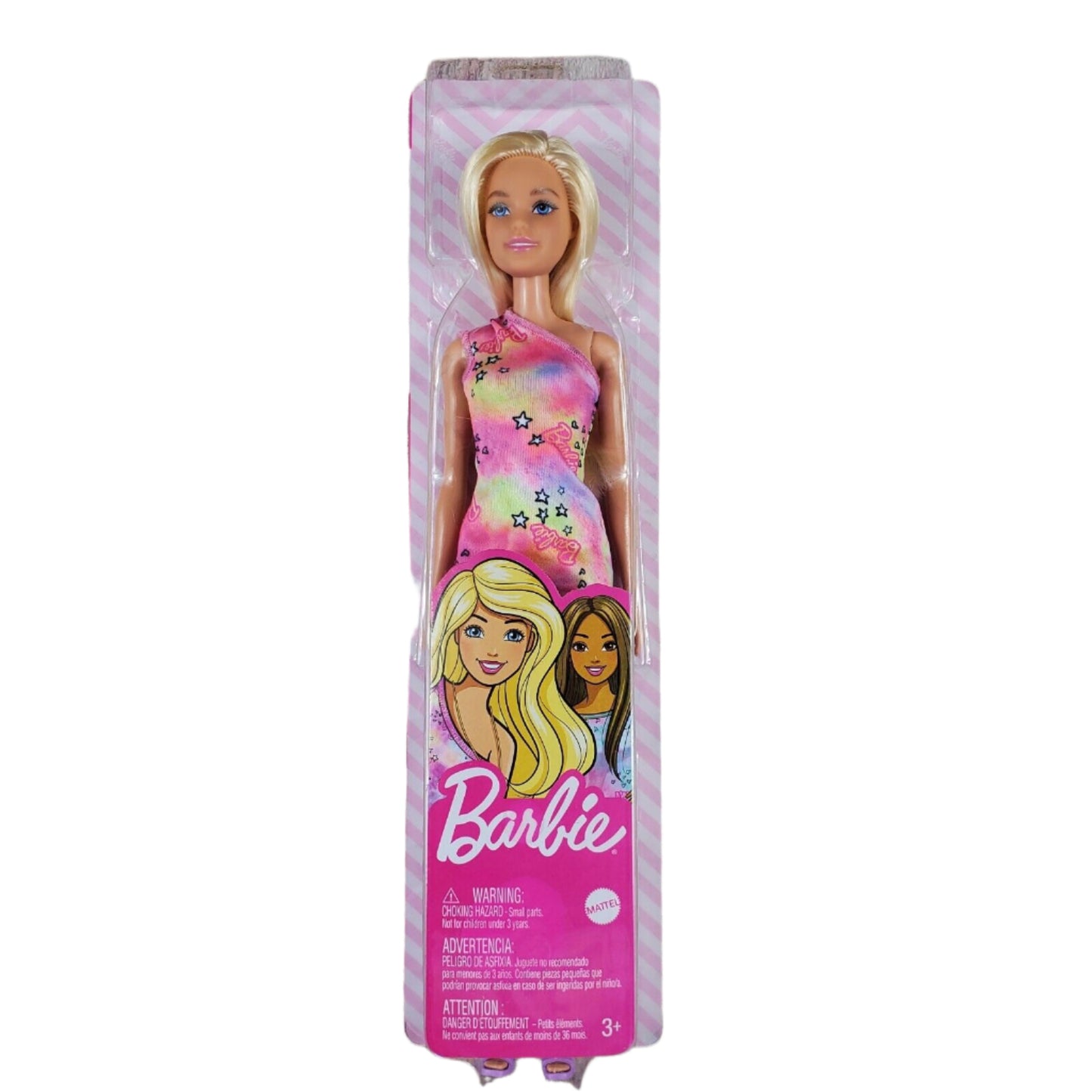 Barbie Doll 2020 Logo Tie-Dye Dress Caucasian Doll American Blonde Stars New