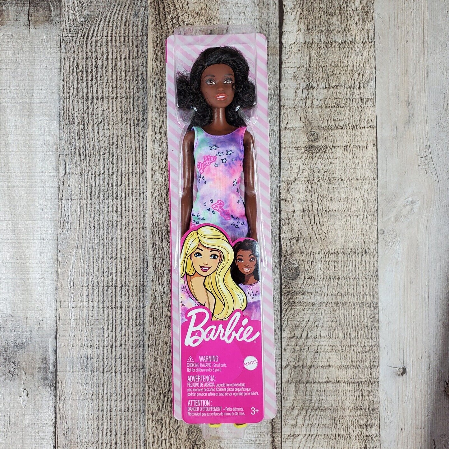 3x Barbie Doll 2020 Logo Tie-Dye Dress Caucasian Brunette & African-American New