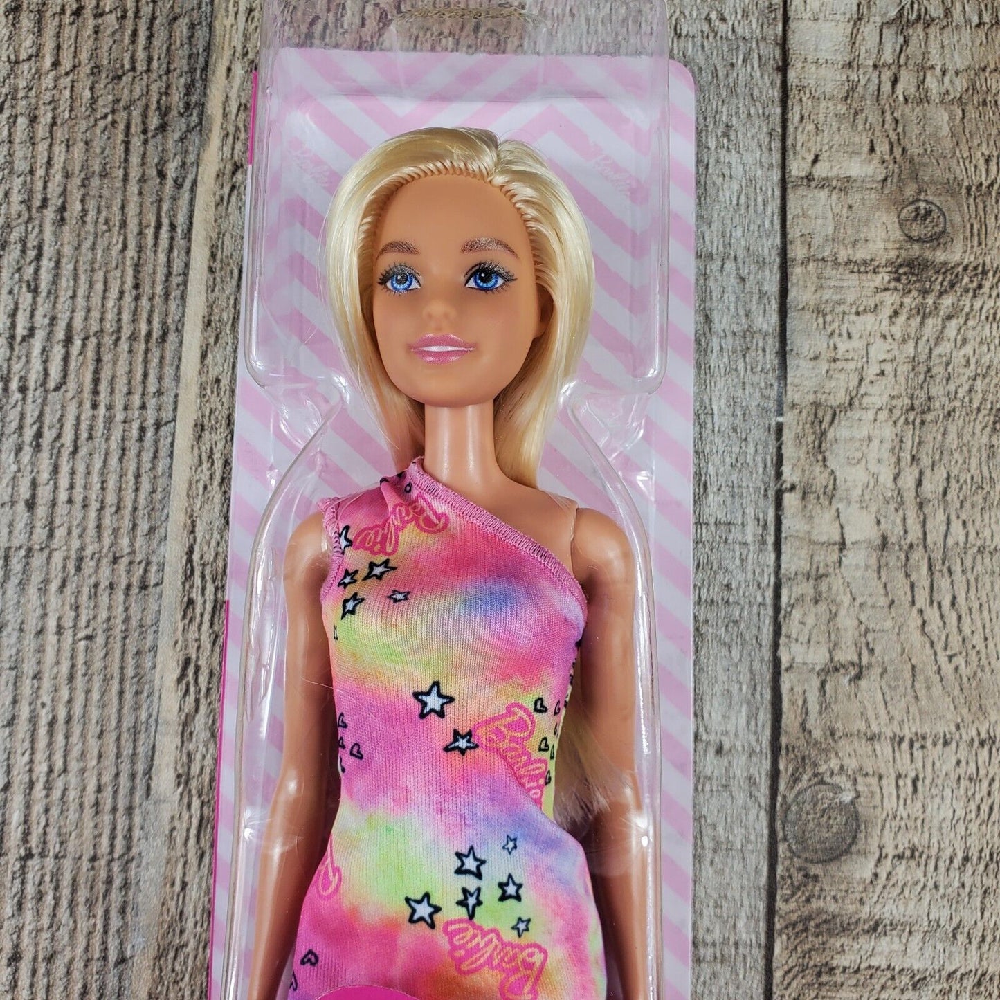 Barbie Doll 2020 Logo Tie-Dye Dress Caucasian Doll American Blonde Stars New