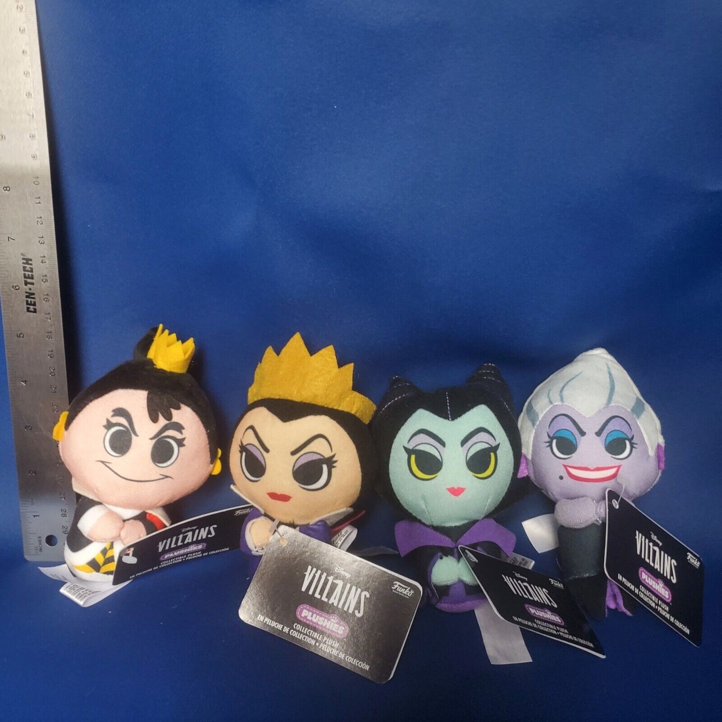 4PK FUNKO VILLAINS PLUSH SET Maleficent Queen Hearts Grimhilde Ursula 4" NEW