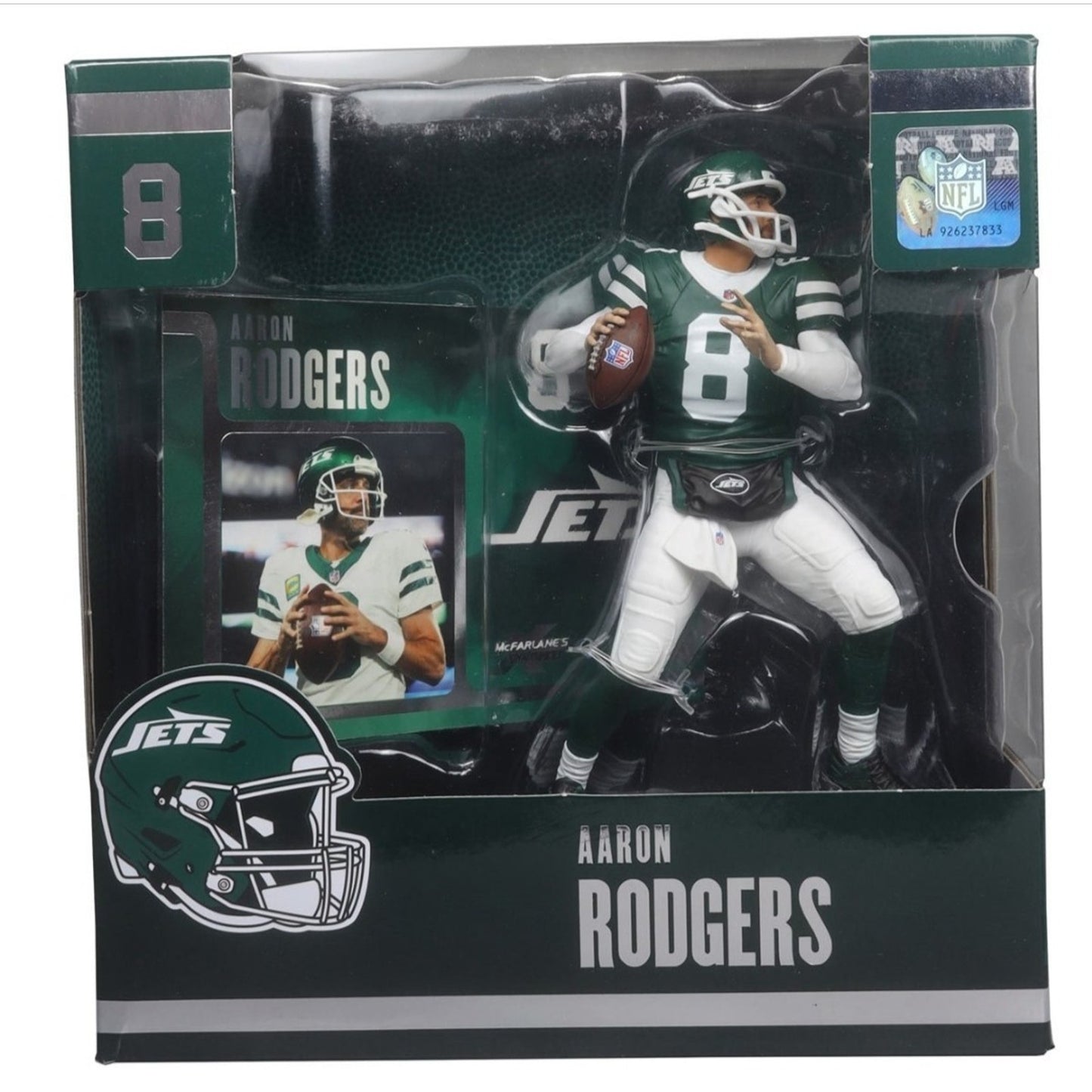 2024 McFarlane Sports Picks Aaron Rodgers New York Jets Figure Green Jersey 7in