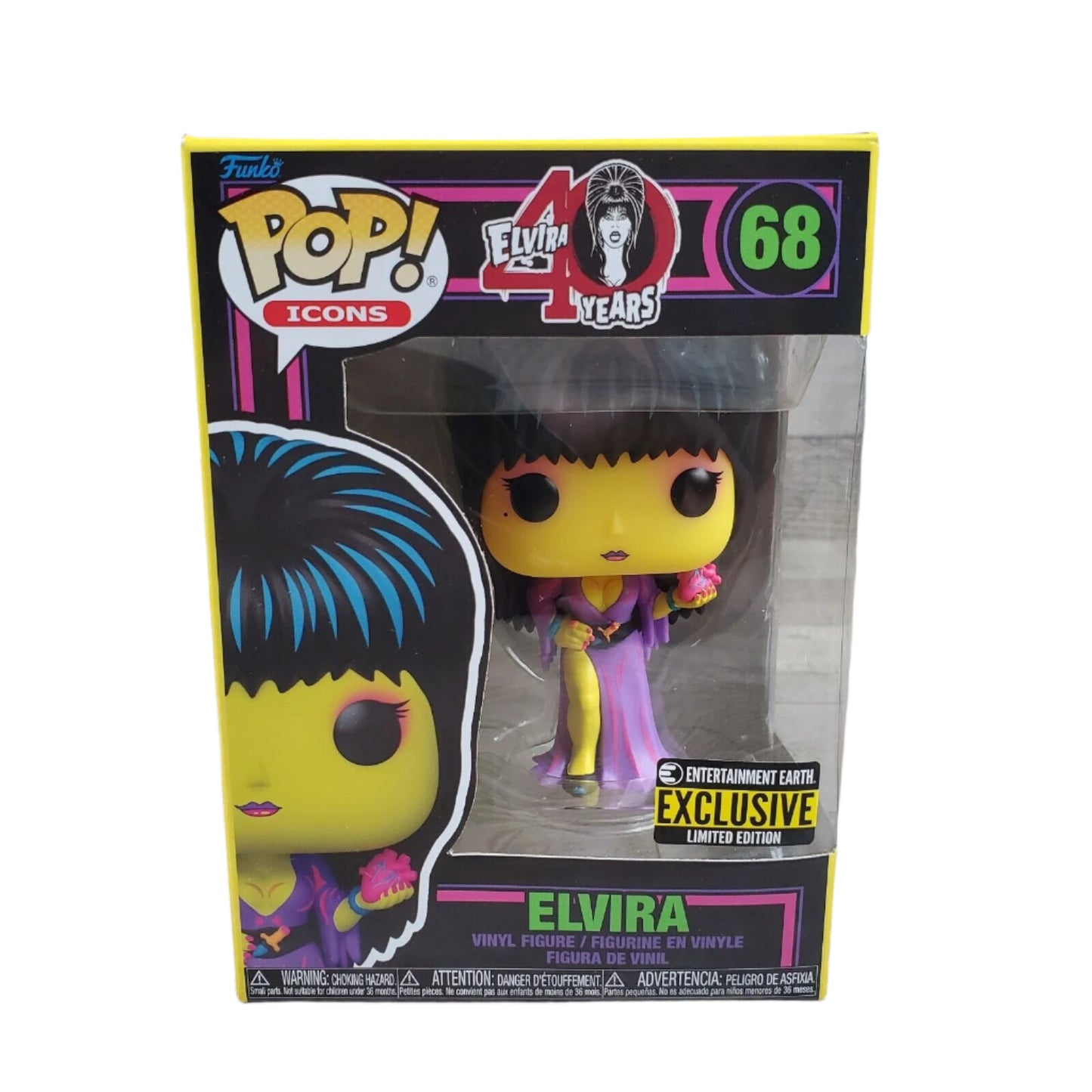 Funko POP 68 Elvira Black Light Glow 40 Years
