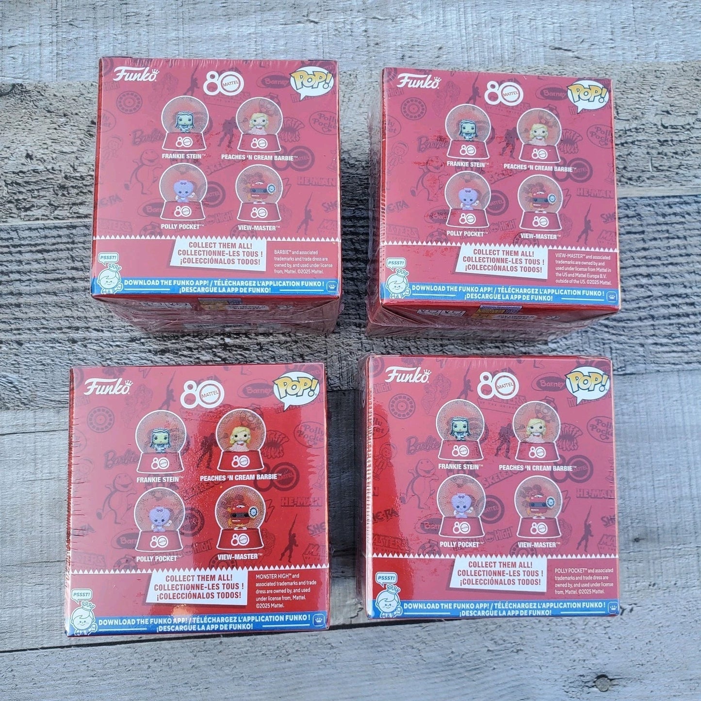 Funko Mattel 80th Anniversary Snow Globes 4pk Frankie Barbie Polly View Master