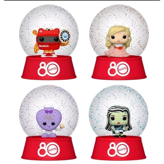 Funko Mattel 80th Anniversary Snow Globes 4pk Frankie Barbie Polly View Master