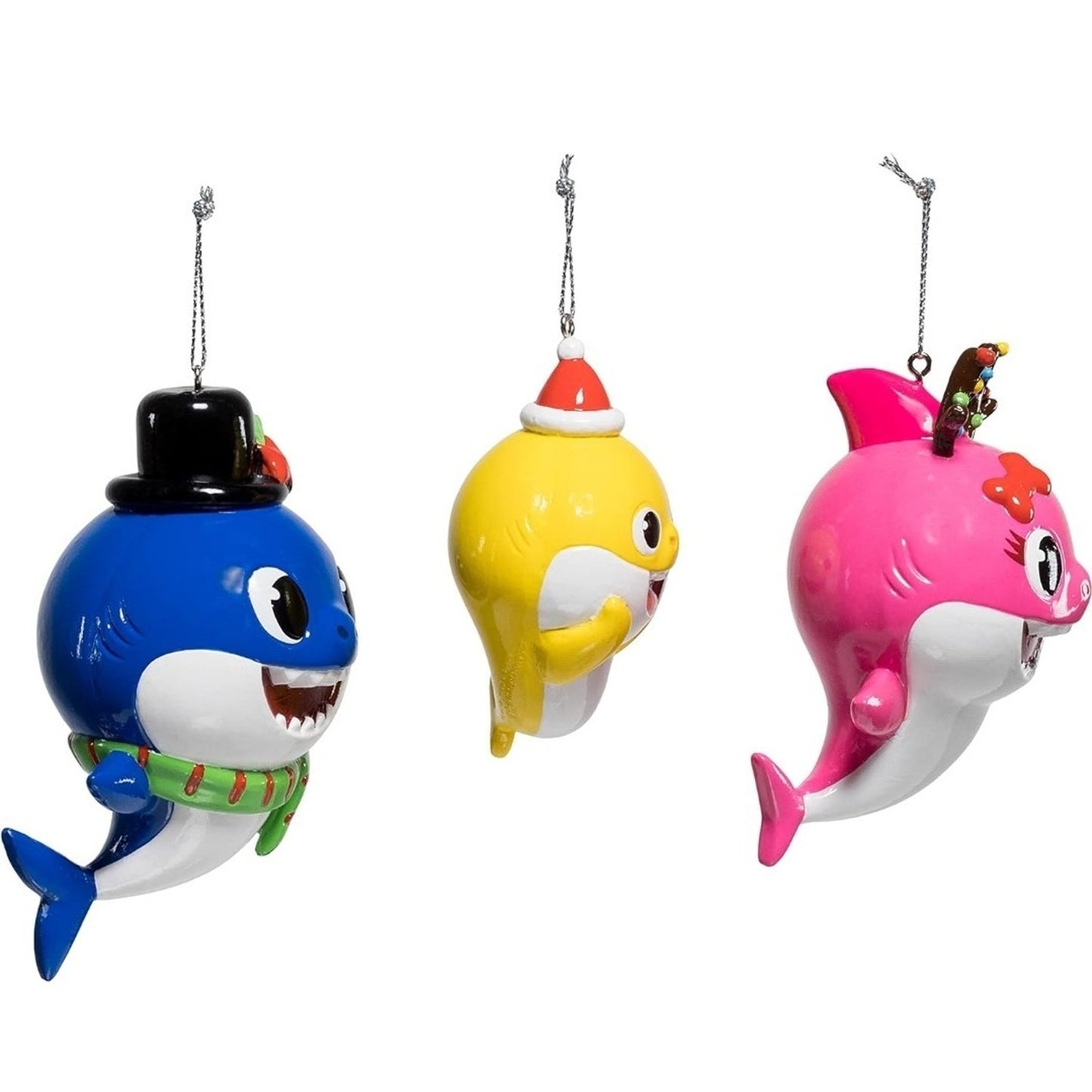 Nickelodeon Baby Shark Family Dad Mom & Baby Christmas Ornament Set Of 3 New