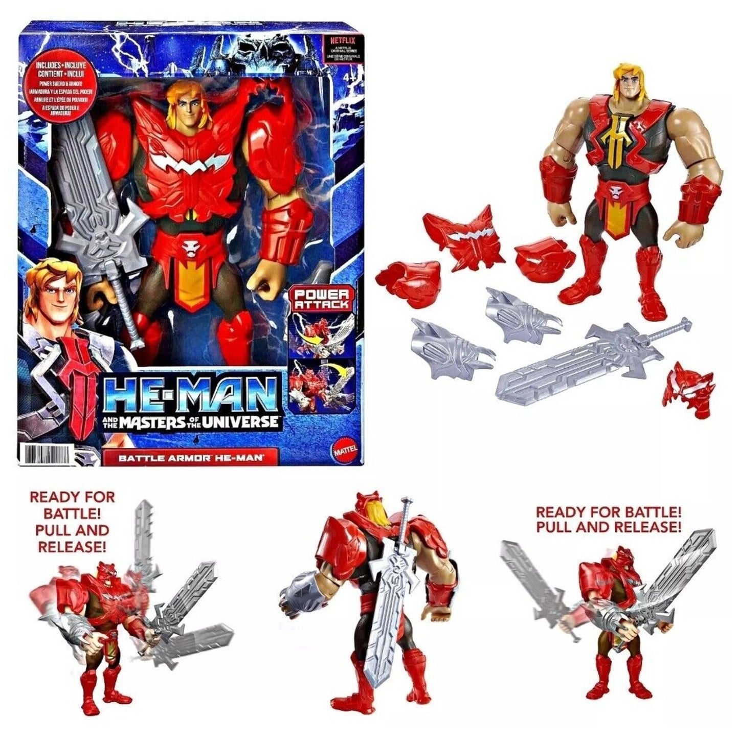 HE-MAN The Masters of the Universe Battle Armor Large 8.5 Inch Heman MOTU HBL84